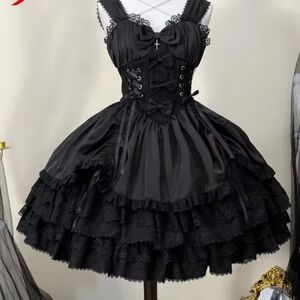 Elegant Black Lace Tiered Skirt